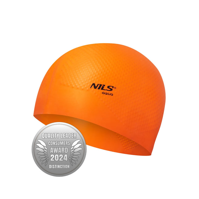 Orange Silikon-Badekappe, einfarbig, gepunktetes Design