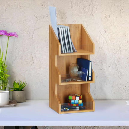 Organizer in bamboo with 3 levels