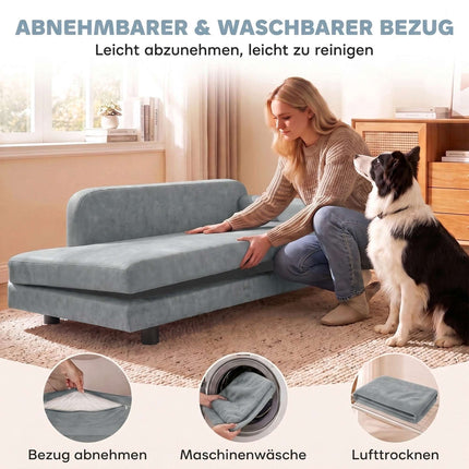 Orthopaedic Dog Sofa XL with Backrest and Removable Cushion, Up To 35 kg, Grey