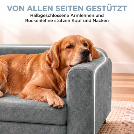 Orthopaedic Dog Sofa XL with Backrest and Removable Cushion, Up To 35 kg, Grey
