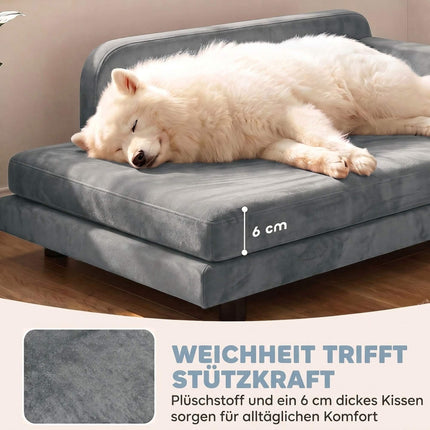 Orthopaedic Dog Sofa XL with Backrest and Removable Cushion, Up To 35 kg, Grey