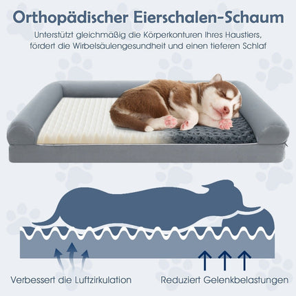 Orthopädisches Hundebett groß, Eierkartonschaum, Grau, Größe L
