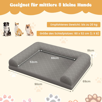 Orthopädisches Hundebett, Medium, Eierkartonschaum, Grau