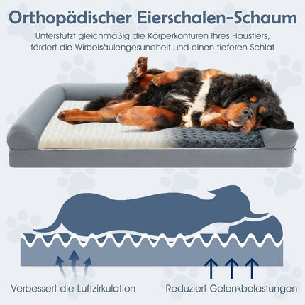 Orthopädisches Hundebett XXL, Grau, Gelenkunterstützung, Rutschfest