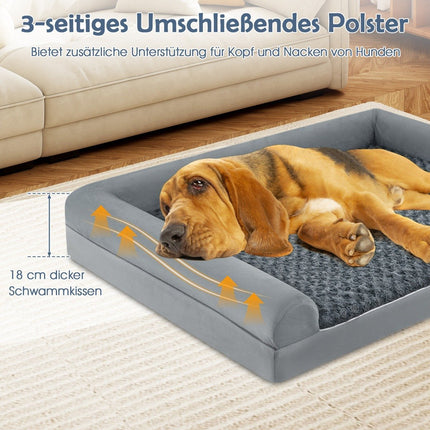 Orthopädisches Hundebett XXL, Grau, Gelenkunterstützung, Rutschfest