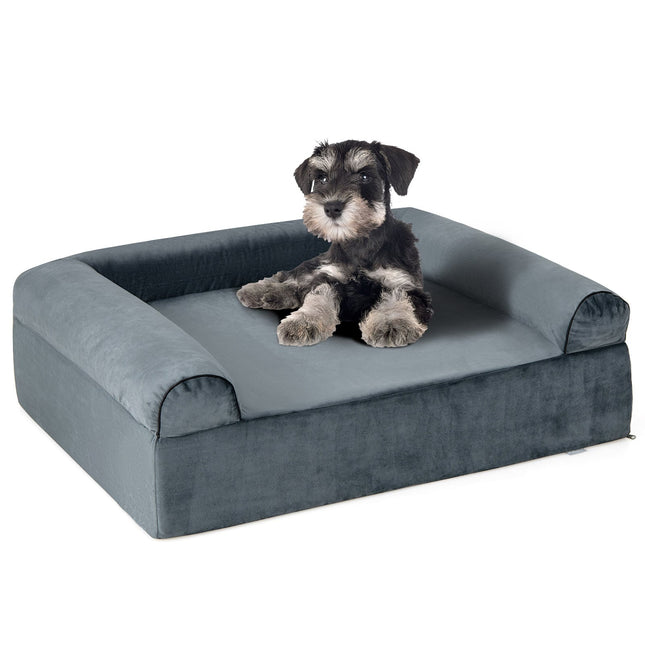 Orthopädisches Hundebett für Arthritis, waschbarer Bezug, Grau