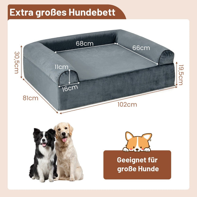 Orthopädisches Hundebett für Arthritis, waschbarer Bezug, Grau