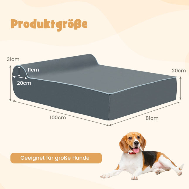 Orthopädisches Hundebett für große Hunde, Memory Foam, Grau