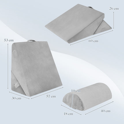 Orthopädisches Keilkissen-Set, Memory Foam, verstellbar, Grau