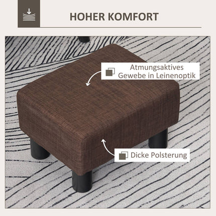 Leinen-Hocker, rechteckig, Tragkraft 100 kg, braun