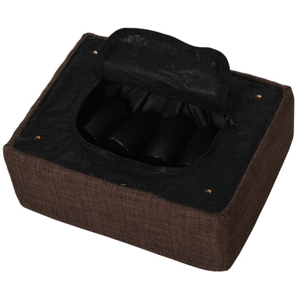 Leinen-Hocker, rechteckig, Tragkraft 100 kg, braun