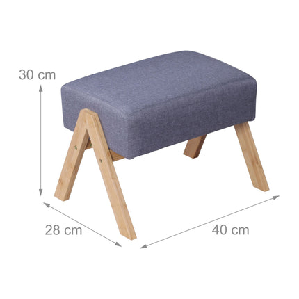 Osmanischer Hocker mit Stoffbezug & Bambusbeinen