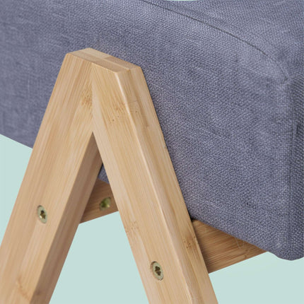 Osmanischer Hocker mit Stoffbezug & Bambusbeinen