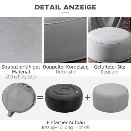 Aufblasbarer Fußhocker/Ottomane, für Innen- und Außenbereich, 150 kg Tragkraft