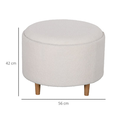 Runder Pouf-Hocker mit Stauraum, Klappdeckel, weiß