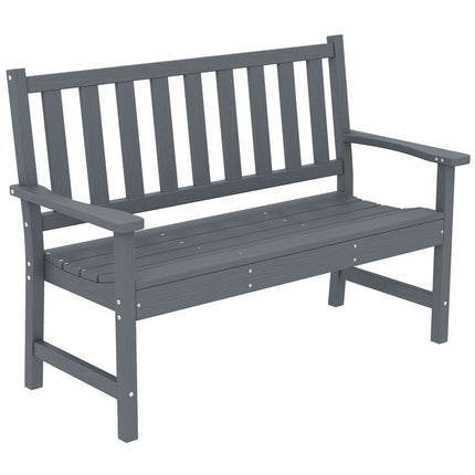 Outdoor 2-Seater Garden Bench, Weatherproof HDPE, Grey