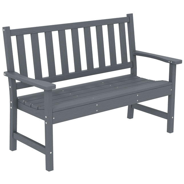 Outdoor 2-Sitzer Gartenbank, wetterfestes HDPE, Grau