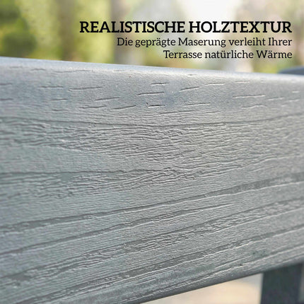 Outdoor 2-Seater Garden Bench, Weatherproof HDPE, Grey
