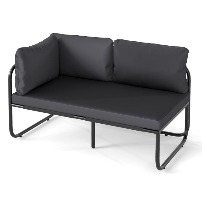 Gartensofa 2-Sitzer mit Kissen, Grau, für Außenbereiche