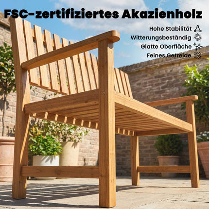 Outdoor 2-Seater Wooden Garden Bench, Acacia, 320 kg Capacity