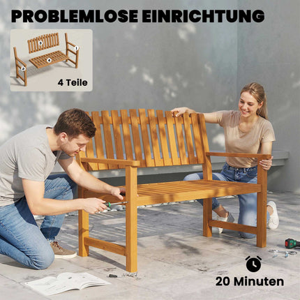 Outdoor 2-Seater Wooden Garden Bench, Acacia, 320 kg Capacity