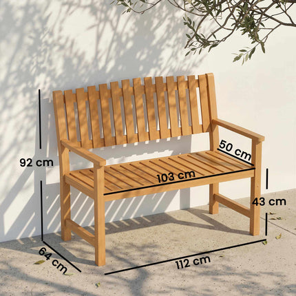 Outdoor 2-Seater Wooden Garden Bench, Acacia, 320 kg Capacity