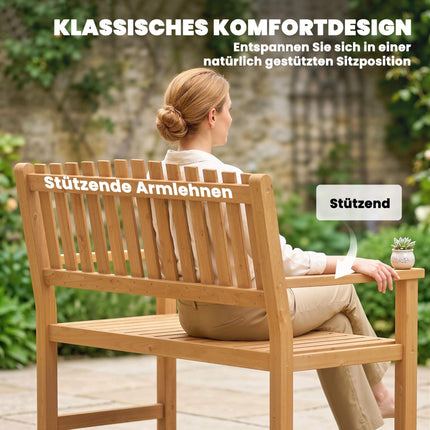 Outdoor 2-Seater Wooden Garden Bench, Acacia, 320 kg Capacity