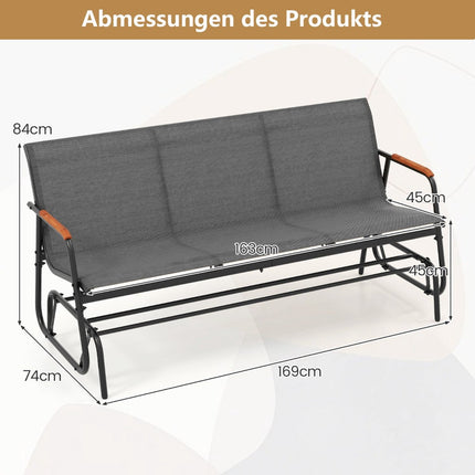Outdoor 3-Sitzer Schaukelbank mit atmungsaktiver Stoffbespannung