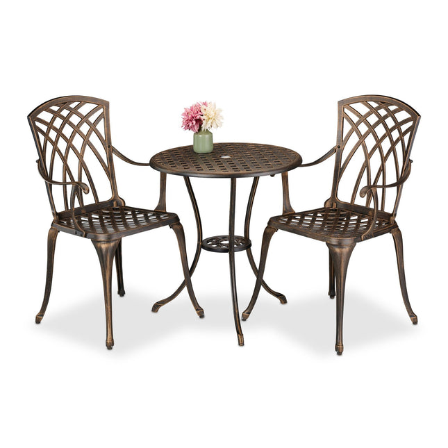 3-teiliges Vintage-Bistro-Set für den Außenbereich – Tisch und Stühle