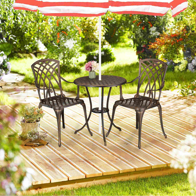 3-teiliges Vintage-Bistro-Set für den Außenbereich – Tisch und Stühle