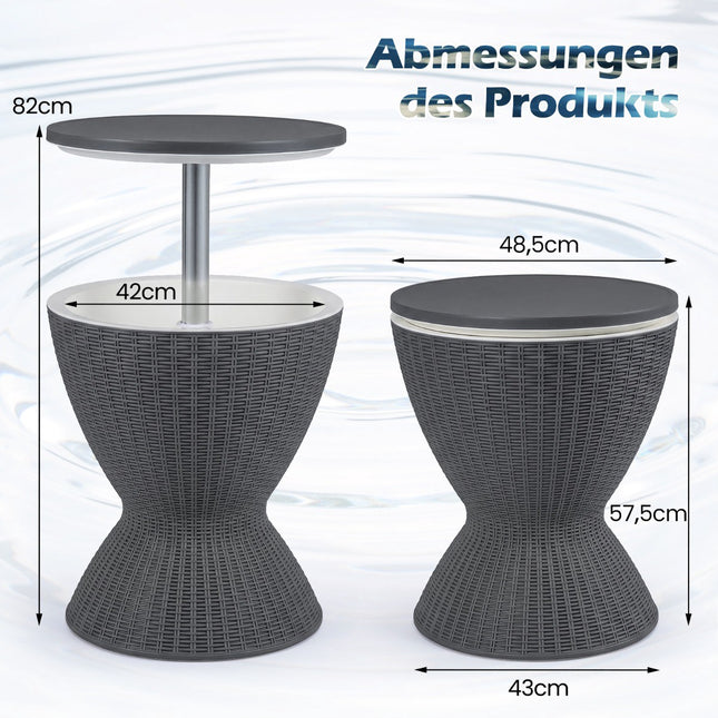 Outdoor 3-in-1 Cool Bar, 30L Kühlbox & Tisch, Grau