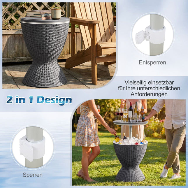 Outdoor 3-in-1 Cool Bar, 30L Kühlbox & Tisch, Grau