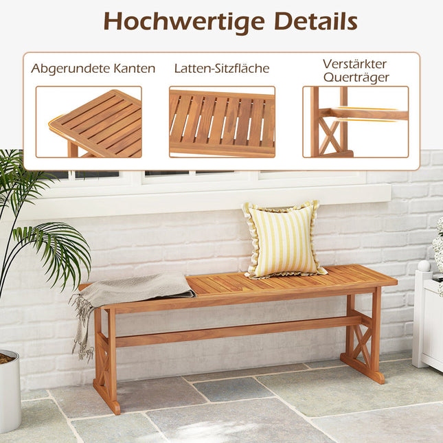 Gartenbank aus Akazienholz, 130 cm, 2-3 Sitzer, Lattenrost-Design