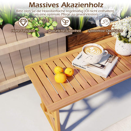 Outdoor Acacia Wood Bench, 130 cm, Seats 2-3, Slatted Design