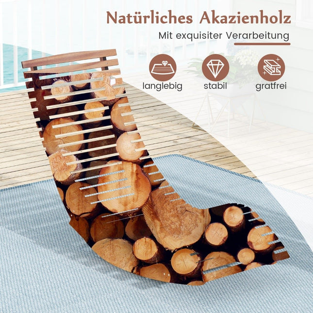 Outdoor-Schaukelliege aus Akazienholz, ergonomisch, 157 cm