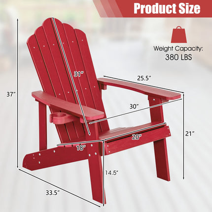 Adirondack-Stuhl für Draußen, HIPS, Getränkehalter, Rot