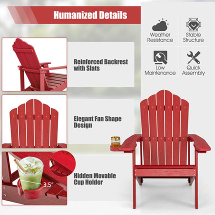 Adirondack-Stuhl für Draußen, HIPS, Getränkehalter, Rot