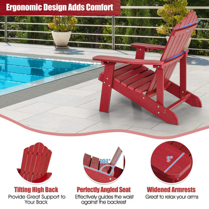Adirondack-Stuhl für Draußen, HIPS, Getränkehalter, Rot