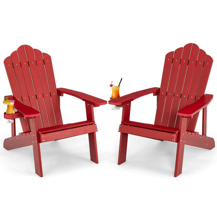 Adirondack-Stuhl für Draußen, HIPS, Getränkehalter, Rot