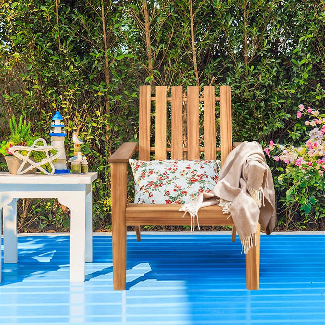 Outdoor Adirondack Holzstuhl Klassischer Adirondack Stuhl mit ergonomischem Design 69 x 73 x 85 cm Natur
