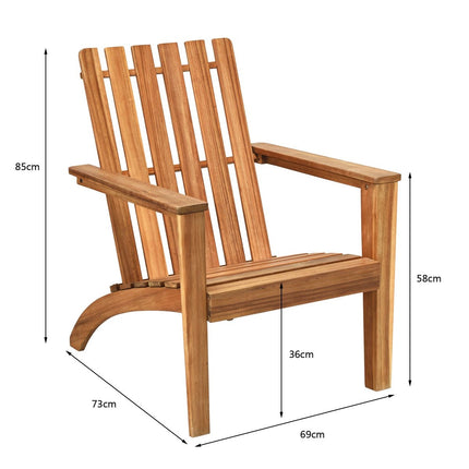 Adirondack houten stoel voor buiten Klassieke Adirondack stoel met ergonomisch design 69 x 73 x 85 cm Natuurlijk