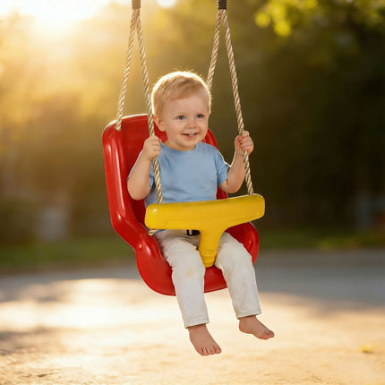 Babyschaukel für draußen mit hoher Rückenlehne, verstellbare Seile