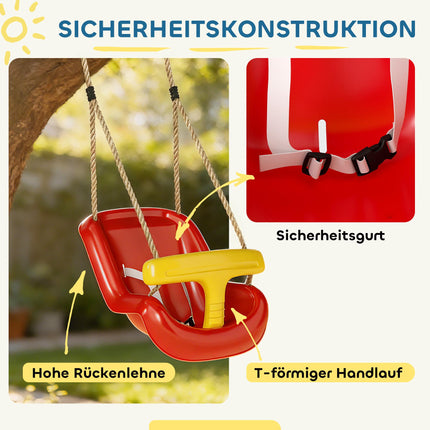 Babyschaukel für draußen mit hoher Rückenlehne, verstellbare Seile