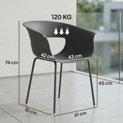 Venkovní balkonové židle, sada 4 ks, ergonomické, tmavě šedé