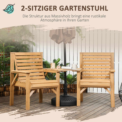 Outdoor Balcony Furniture Set – 2-Seater with Table, Pine Wood