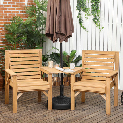 Outdoor Balcony Furniture Set – 2-Seater with Table, Pine Wood