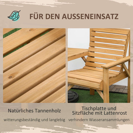 Outdoor Balcony Furniture Set – 2-Seater with Table, Pine Wood