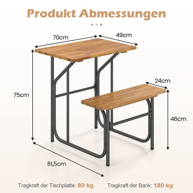 Balkontisch-Set für draußen mit Akazienholz und Metall