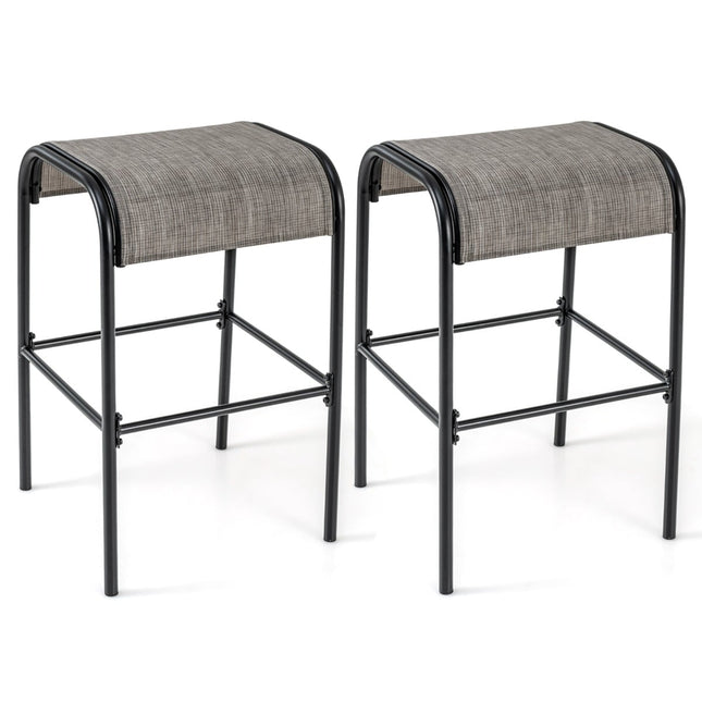 Barhocker für den Außenbereich, 2er-Set, 76 cm, Metallrahmen, 180 kg Tragkraft