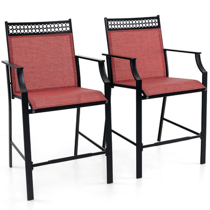 Outdoor Bar Stools Set of 2, Quick-Dry Fabric, Red